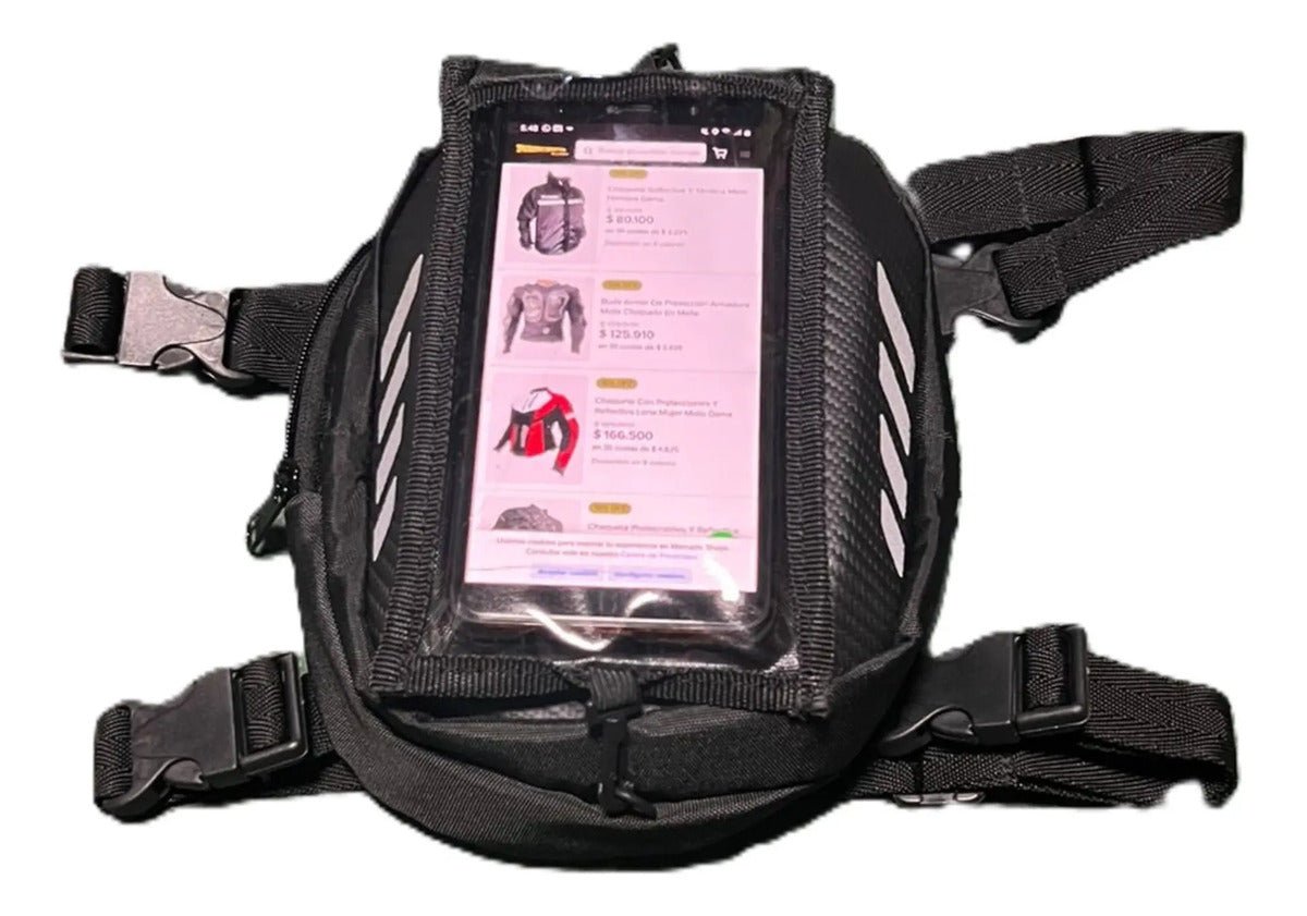 Tank Bag Rígido Porta Celular Piernero Expansible