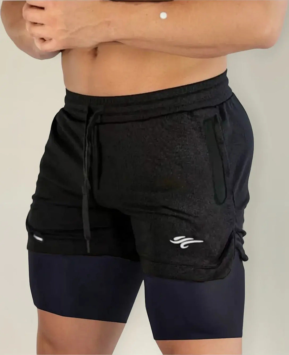 Pantaloneta Con Licra Interna Corta Gym Short  Media Pierna