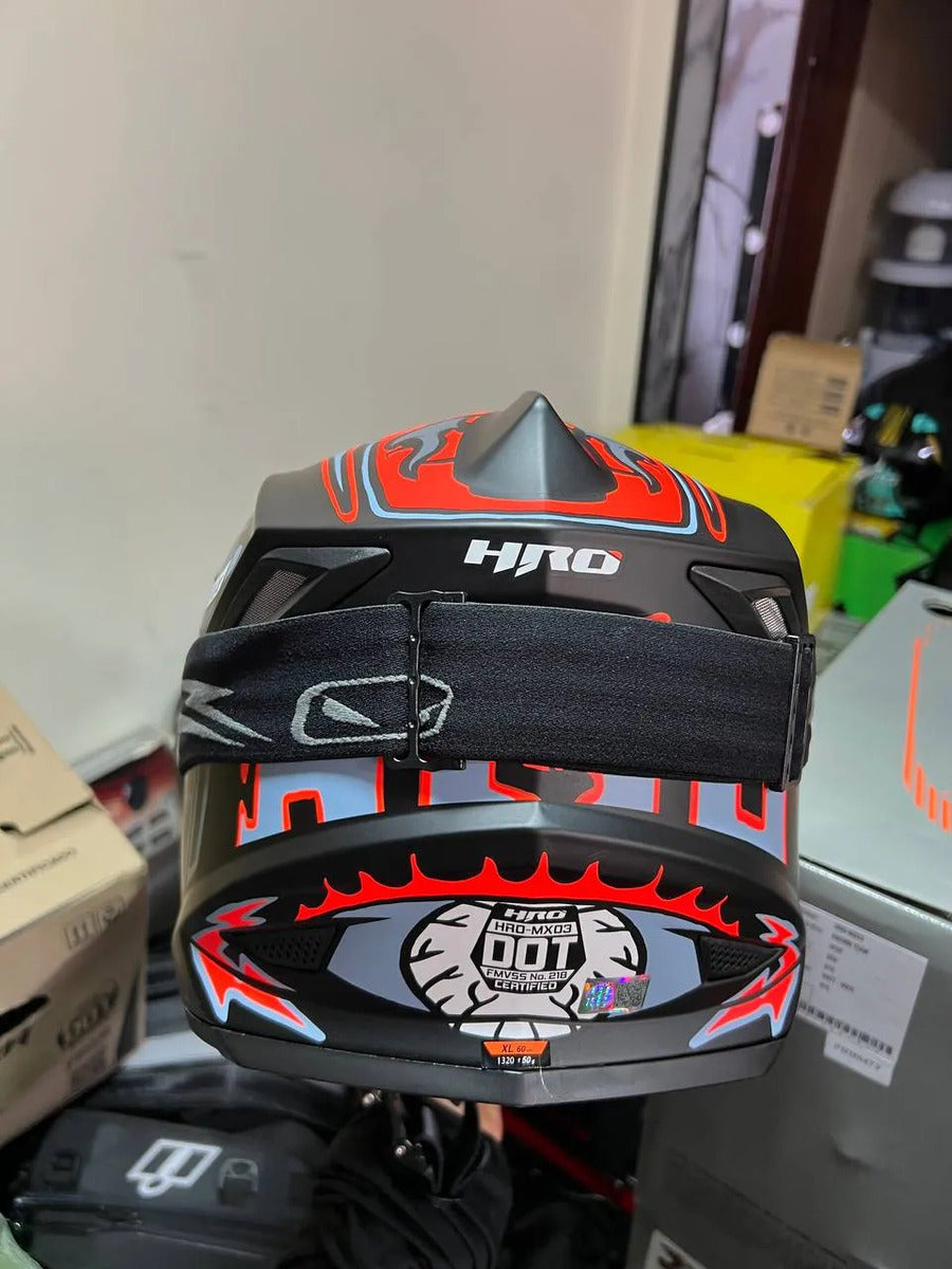 Casco Tipo Cross Marca Hro Mx03 Certificación Dot Con Gafas