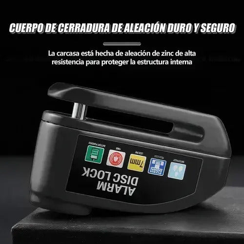 Candado De Alarma Impermeable Para Moto Con Freno De Disco