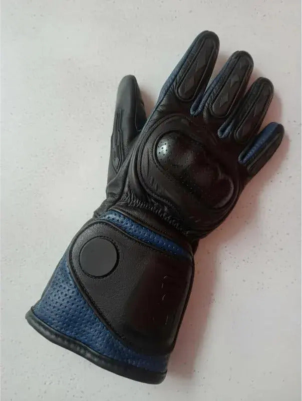 Guantes 100% Cuero Para Moto Caña Larga Con Protecciones