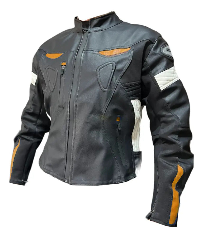 Chaqueta De Protecciones Removibles Cuero Tex Moto