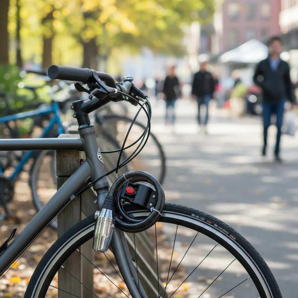 Candado Guaya Llave Con Alarma Y Soporte Bicicleta Moto