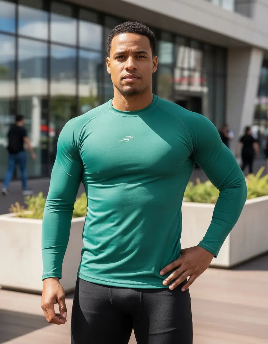 Buzo Deportivo Camiseta Larga Slim Fit Gym Lycra Fria Uv