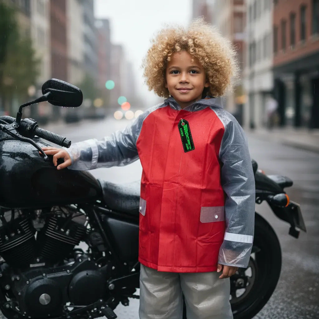 Impermeable Para Niños Con Zapatones Y Bolsilo Moto Ciclismo