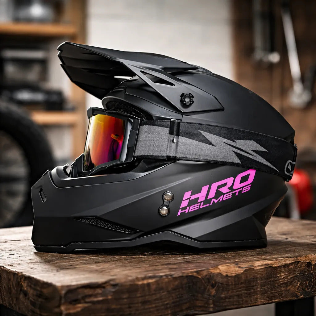 Casco Tipo Cross Marca Hro Mx03 Certificación Dot Con Gafas