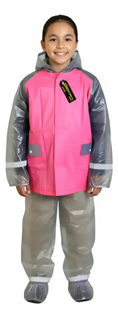 Impermeable Para Niños Con Zapatones Y Bolsilo Moto Ciclismo