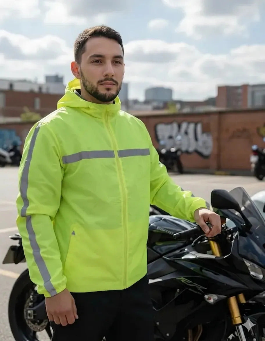 Chaqueta Rompevientos Reflectiva Moto Bicicleta Liviana