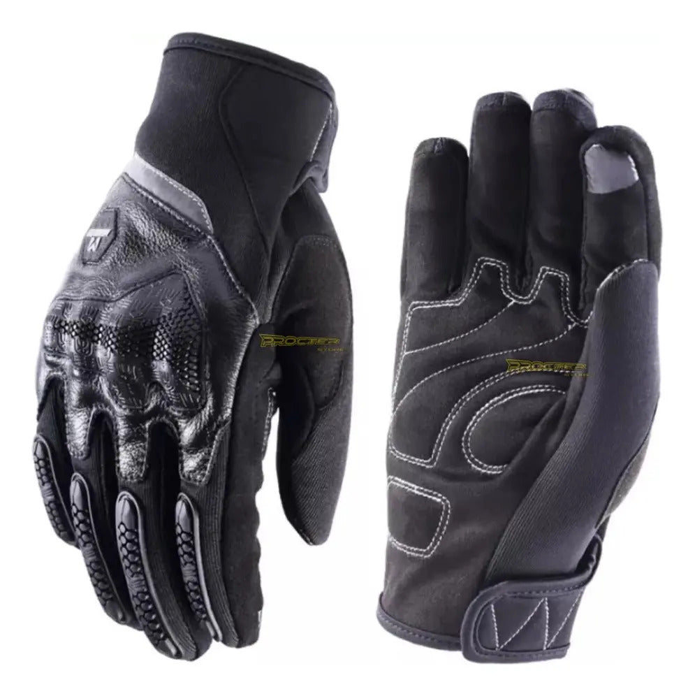 Guantes Para Moto Protección Cuero Y Microfibra Masontex
