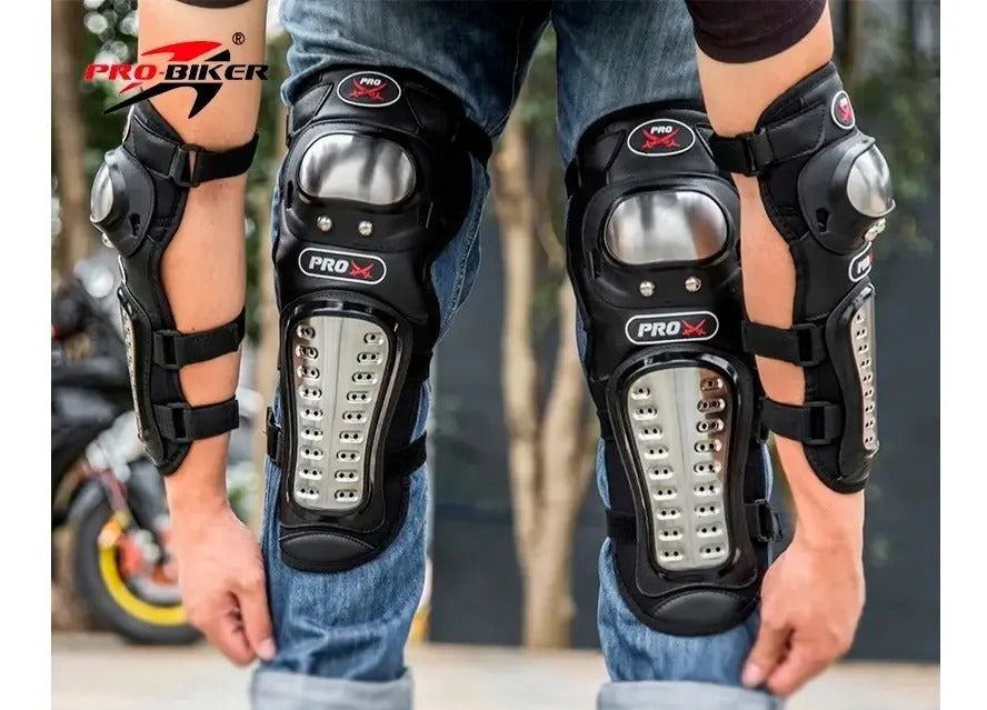 Rodilleras + Coderas Protectoras Moto Deportes Metalizadas