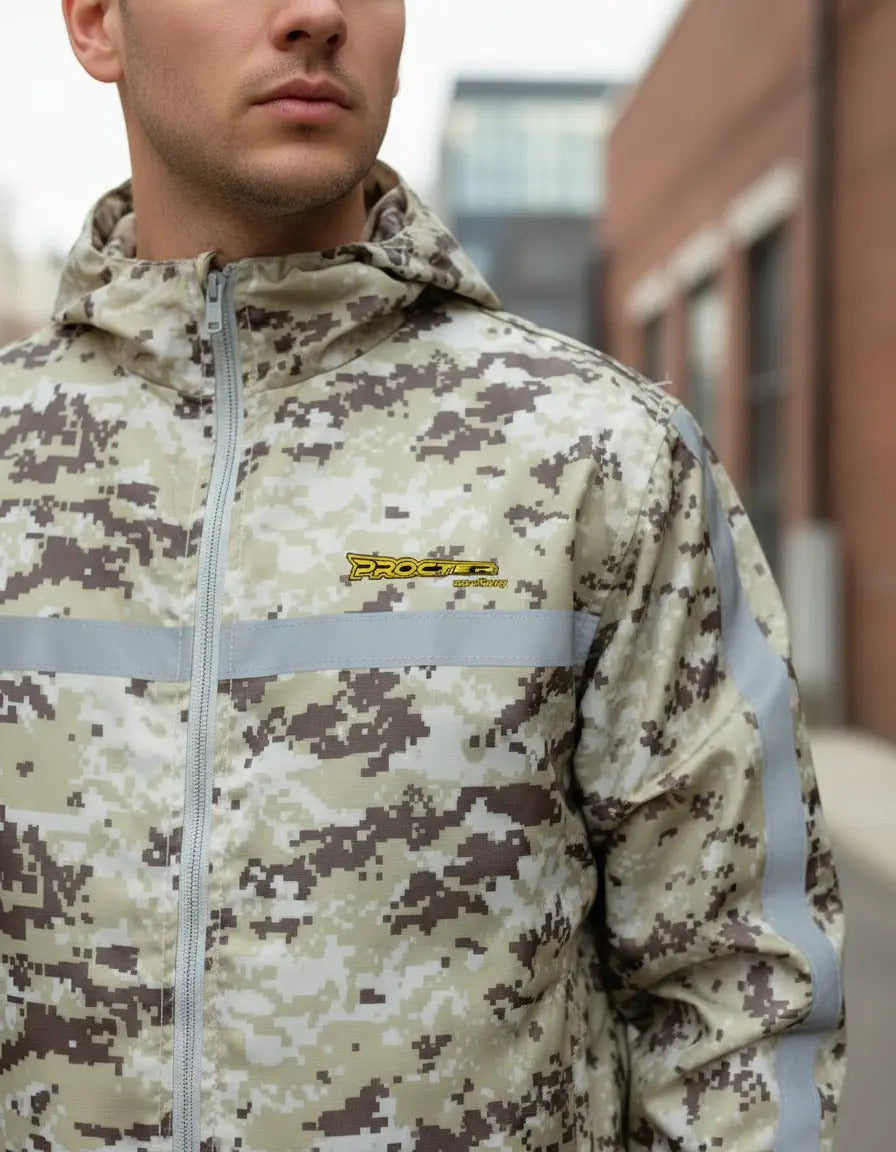 Chaqueta Camuflada Rompevientos Moto Bicicleta Reflectiva