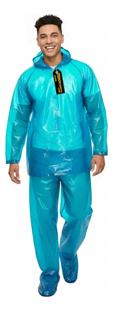 Impermeable Plastico Conjunto De Tres Piezas Con Capota