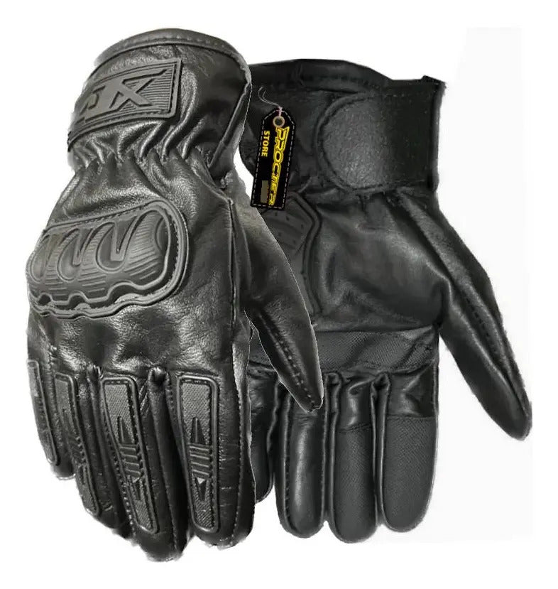 Guantes 100% Cuero Para Moto Tactil Con Limpiavisor