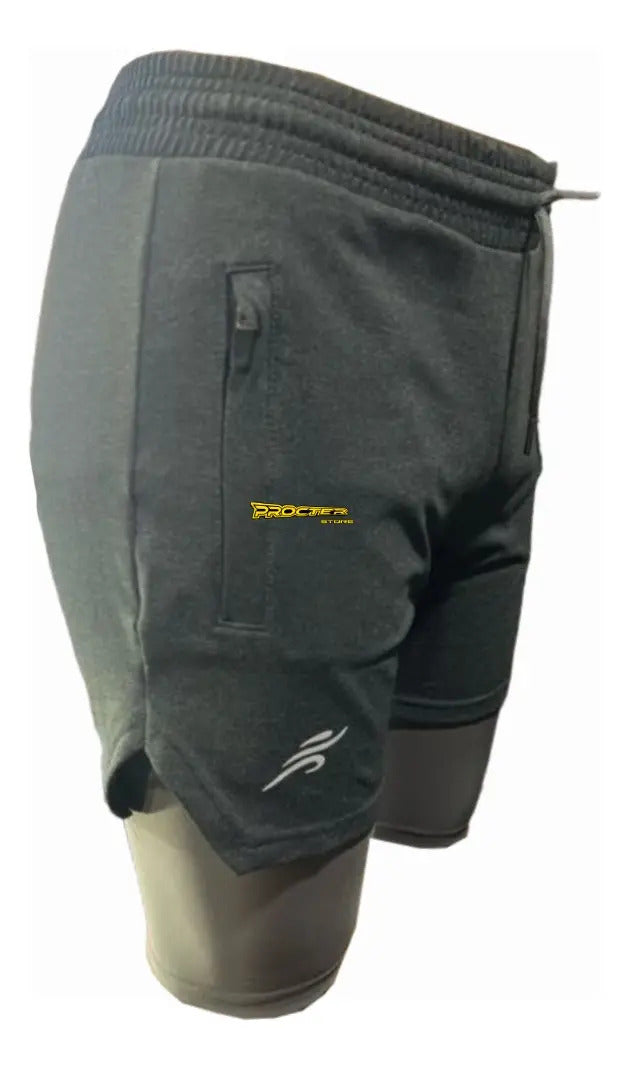 Pantaloneta Con Licra Interna Corta Gym Short  Media Pierna