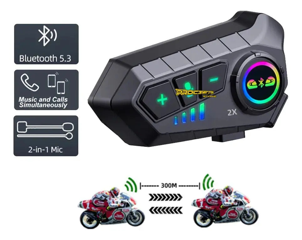 Intercomunicador 2x Moto Ipx6 Batería Larga Duración 2riders