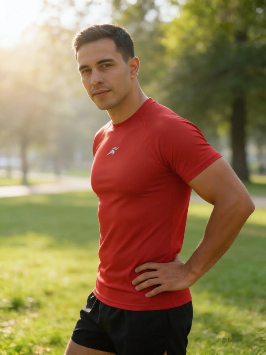 Camiseta Deportiva Slim Fit Manga Corta Gym Lycra Fria Uv