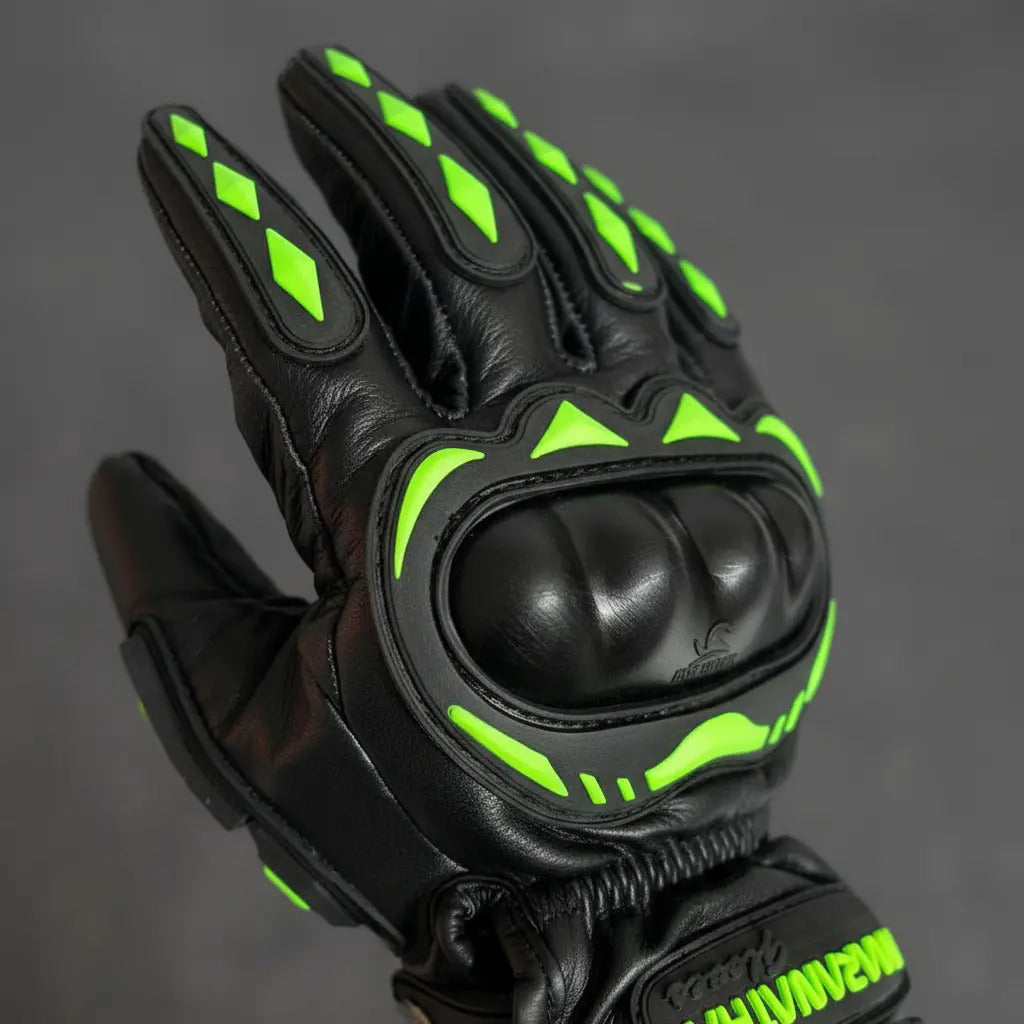 Guantes 100% Cuero Para Moto Con Protecciones Y Térmicos