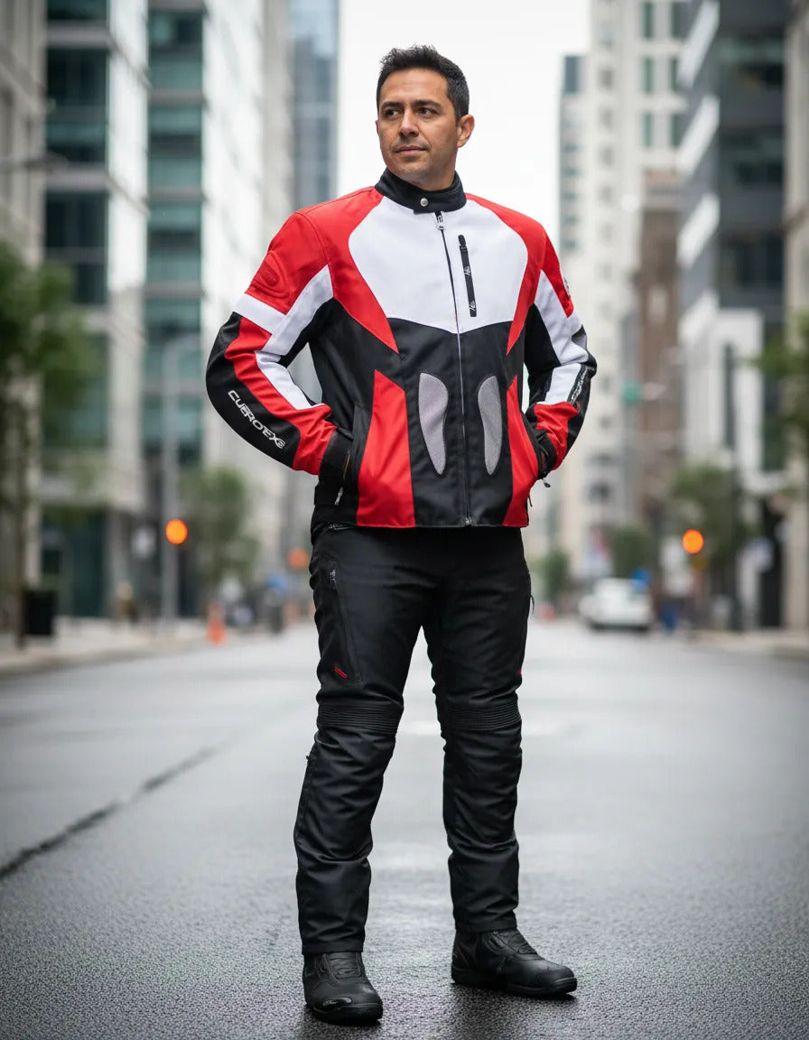 Chaqueta Protecciones Y Reflectiva Lona Cuerotex Moto Envío