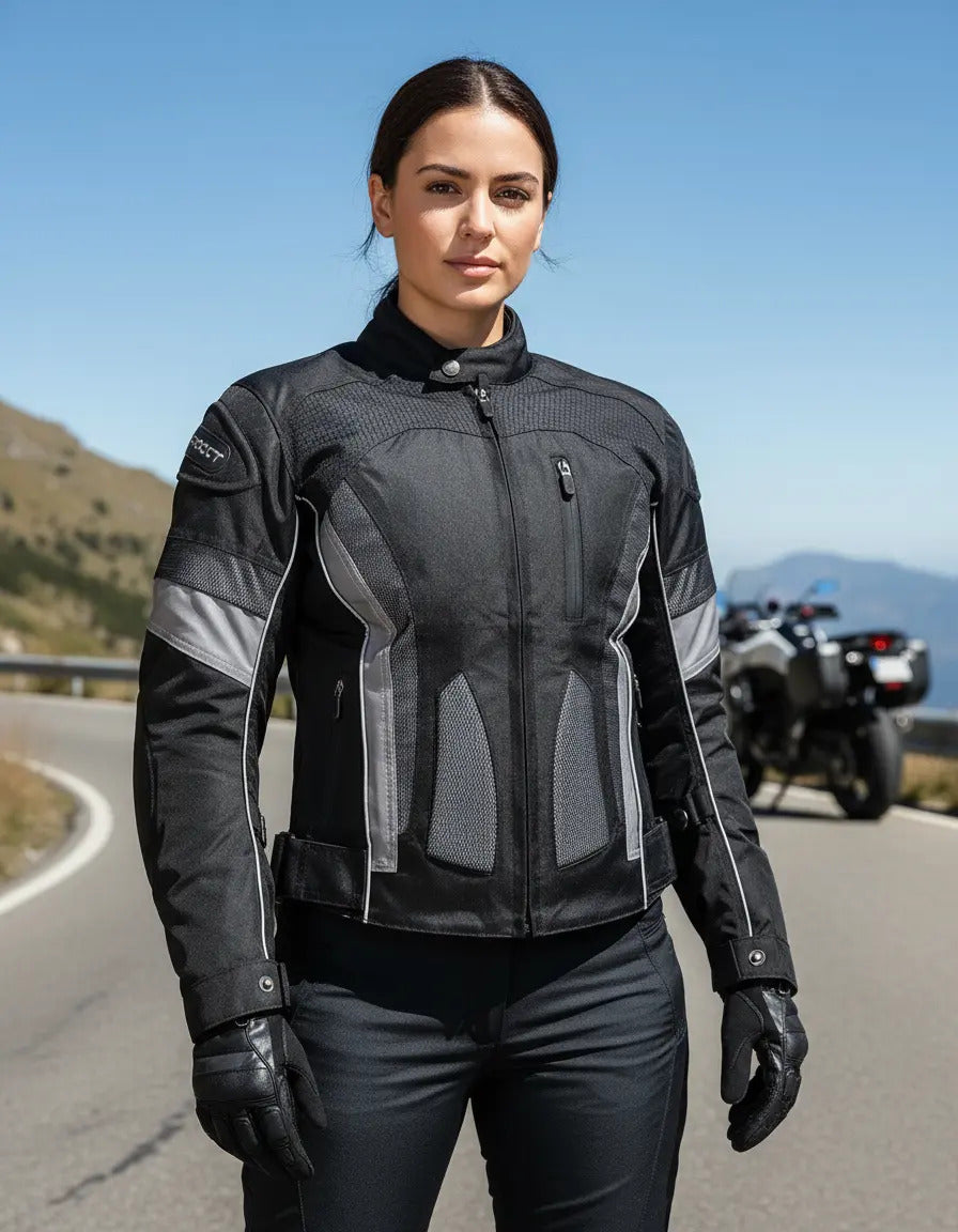 Chaqueta Con Protecciones Y Reflectiva Lona Mujer Moto Dama