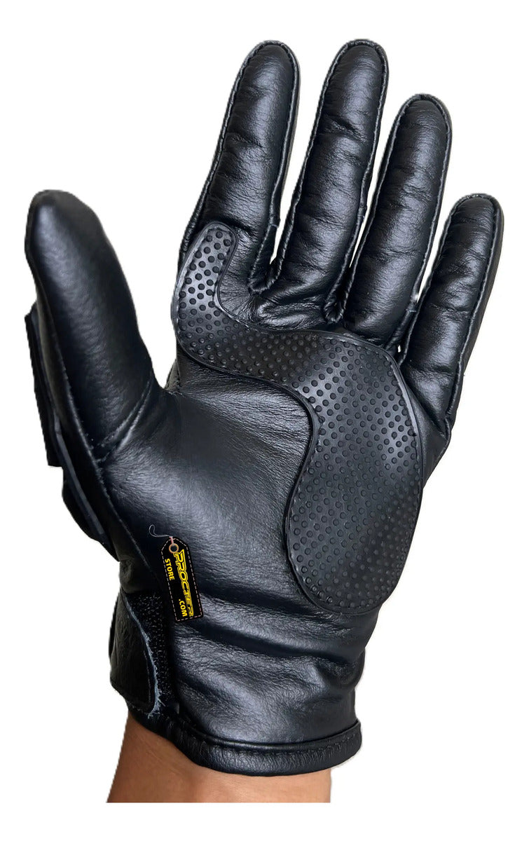 Guantes 100% Cuero Para Moto Con Protecciones Y Térmicos