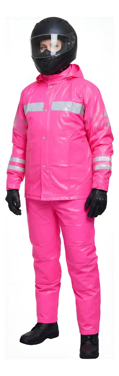 Impermeable Para Motociclista Con Capota Y Bolsillos