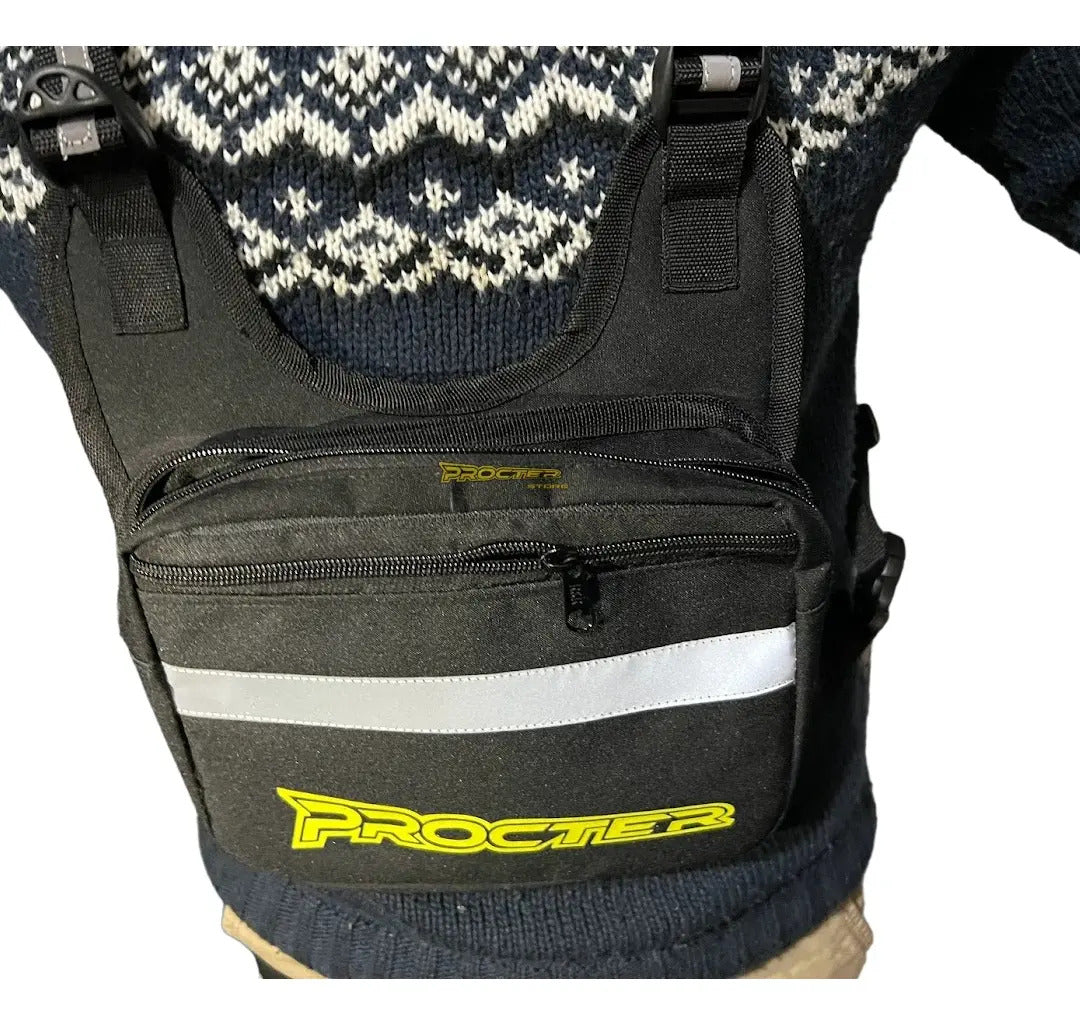 Pechero En Lona Reflectivo Para Moto Bicicleta Canguro Moto