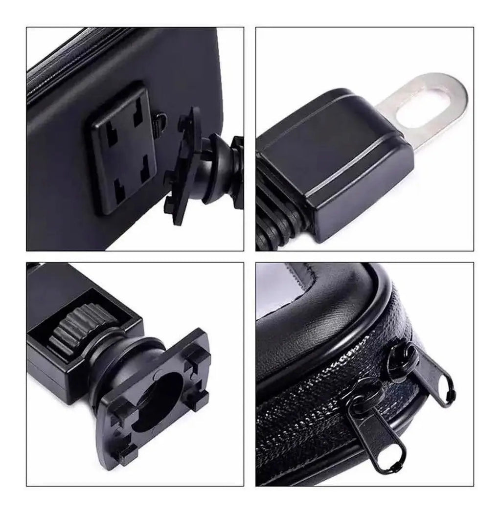 Soporte Holder Bolso Porta Celular Moto Para Espejo Estuche