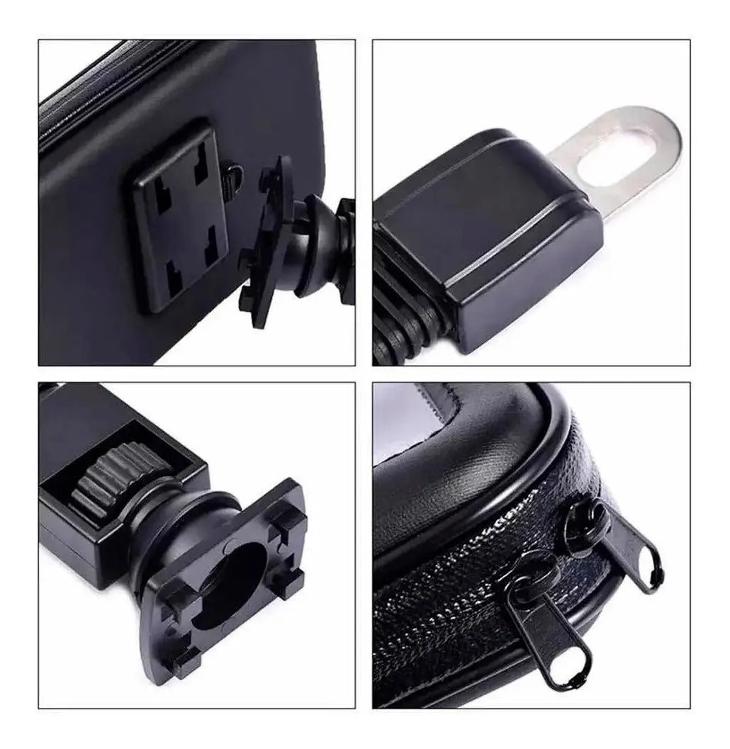 Soporte Holder Bolso Porta Celular Moto Para Espejo Estuche