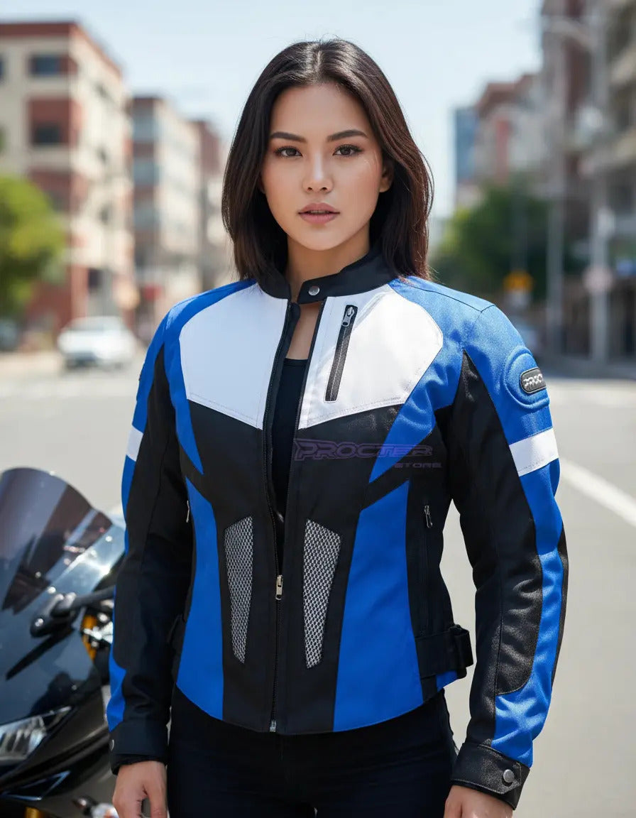 Chaqueta Con Protecciones Y Reflectiva Lona Mujer Moto Dama
