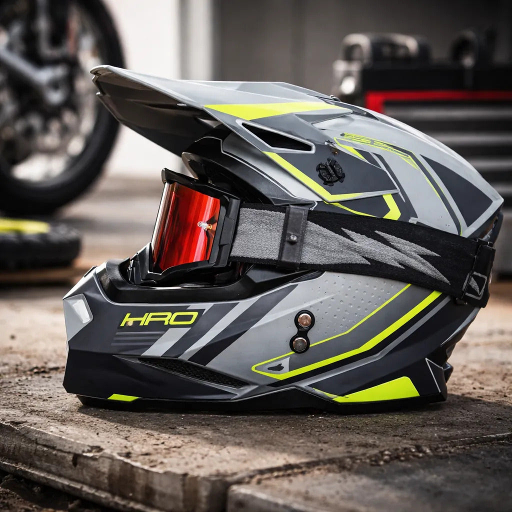 Casco Tipo Cross Marca Hro Mx03 Certificación Dot Con Gafas
