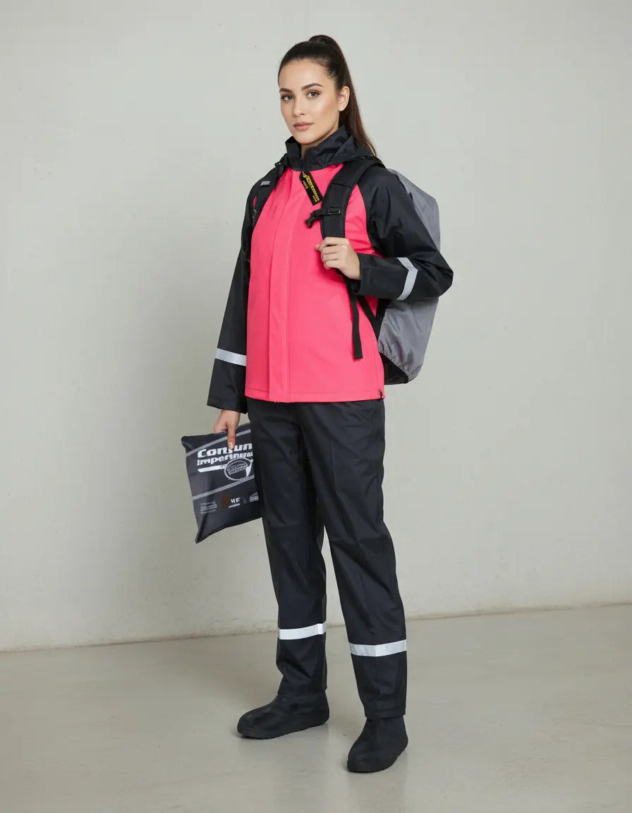 Combo Traje Impermeable 4 Piezas Dama + Protector De Maleta
