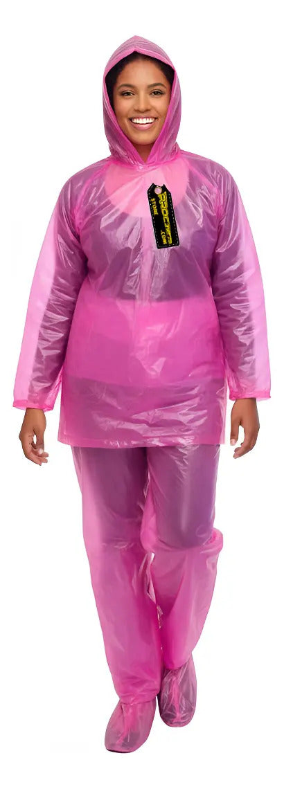 Impermeable Plastico Conjunto De Tres Piezas Con Capota
