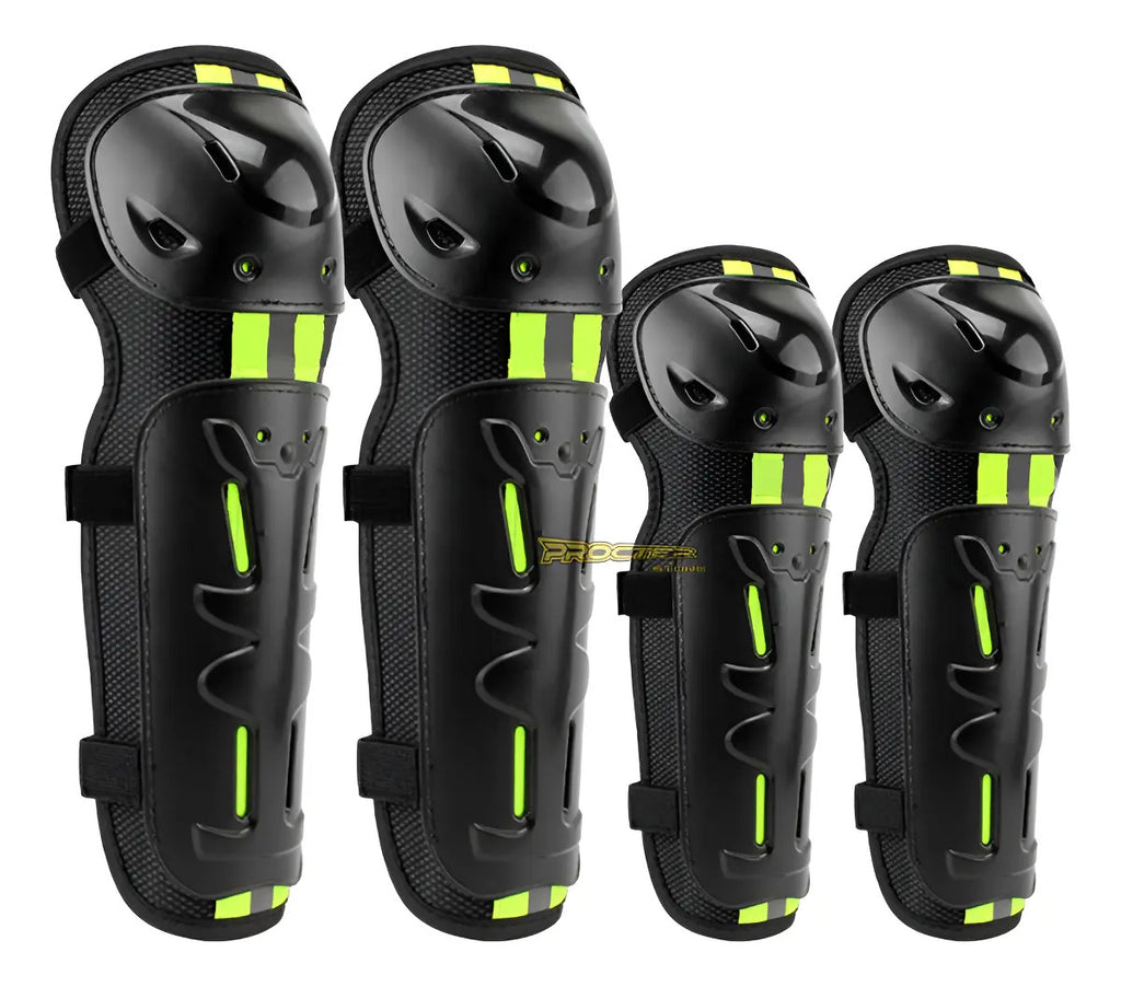 Kit Rodilleras + Coderas De Protección Moto Reflectiva