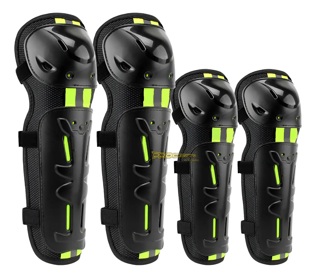 Kit Rodilleras + Coderas De Protección Moto Reflectiva