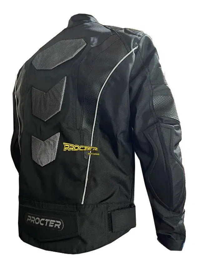 Chaqueta Protecciones Y Reflectiva Lona Cuerotex Moto Envío