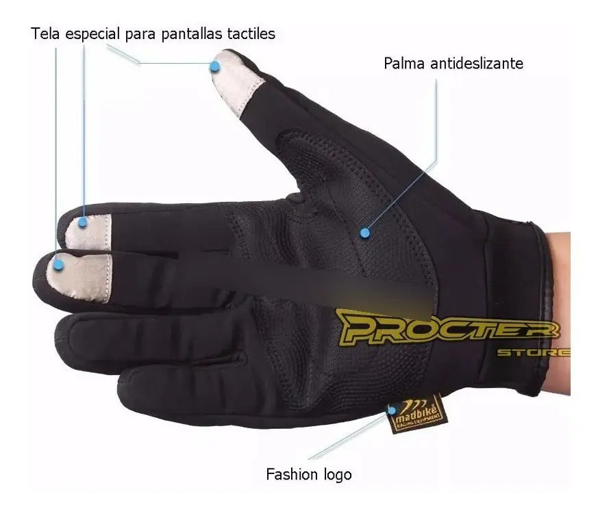Guantes City Táctiles Termicos Con Reflectivo Moto Bici