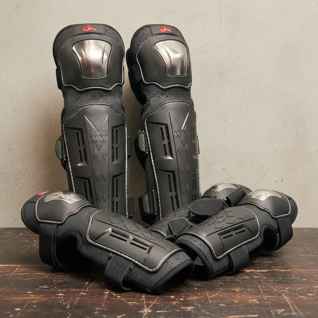 Rodilleras + Coderas Protectoras Moto Deportes Metalizadas