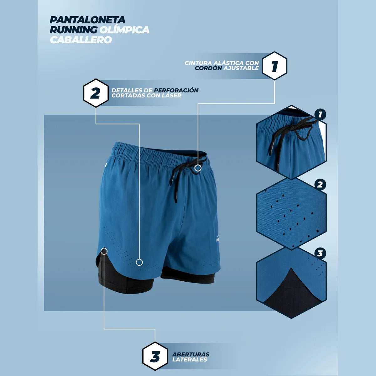 Pantaloneta Running Hombre Con Licra Interna Fit