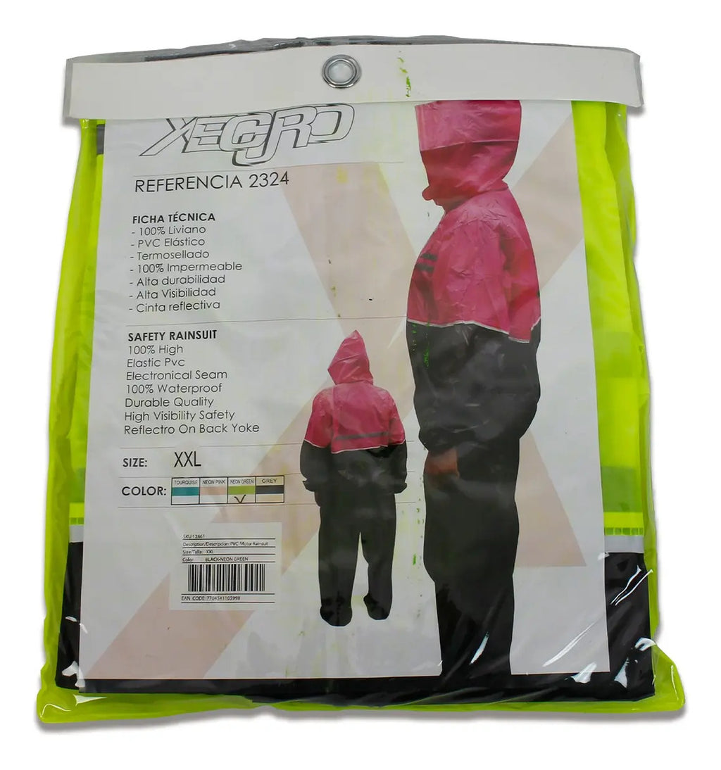 Impermeable Para Motociclista Con Capota Y Bolsillos
