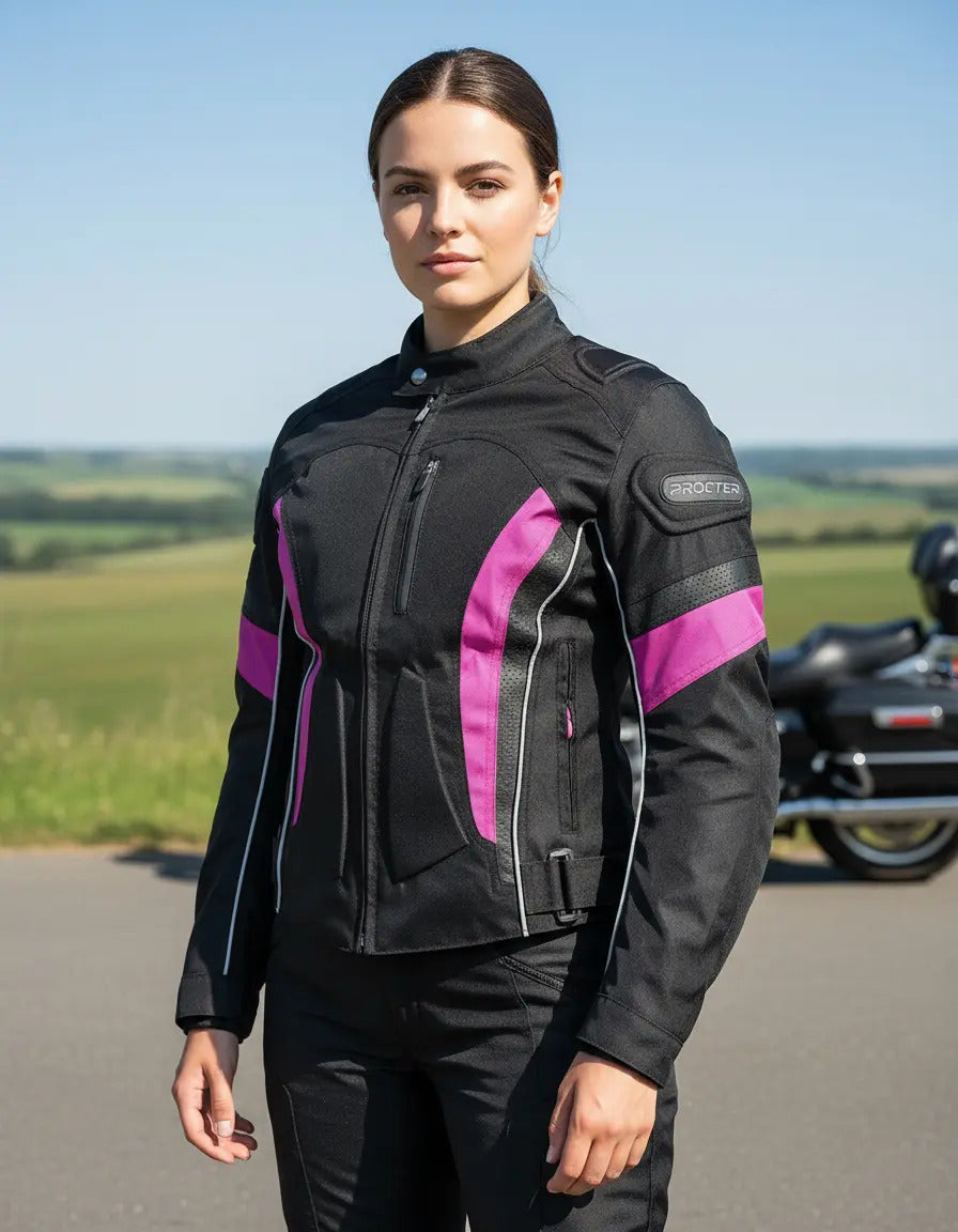 Chaqueta Con Protecciones Y Reflectiva Lona Mujer Moto Dama