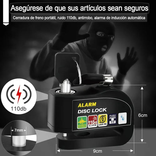 Candado De Alarma Impermeable Para Moto Con Freno De Disco