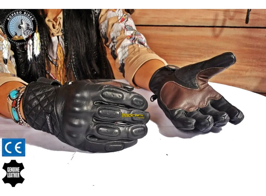 Guantes 100% Cuero Para Moto Con Protecciones Ropero