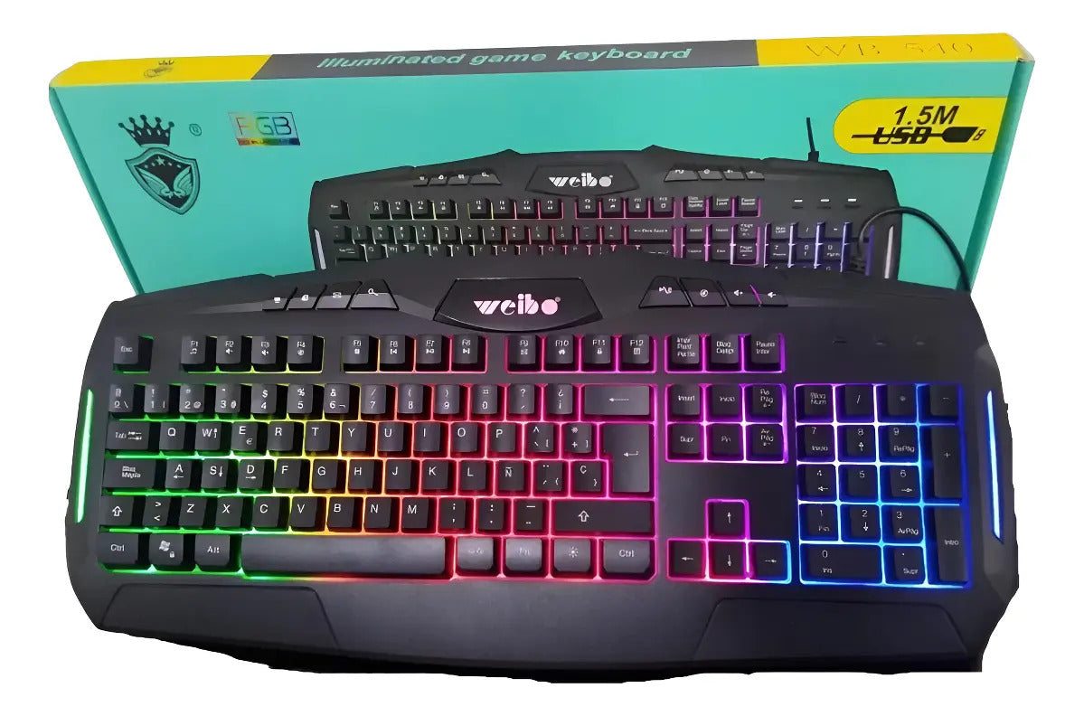 Teclado Gamer Retroiluminado Weibo Wb-540 De Cable Usb