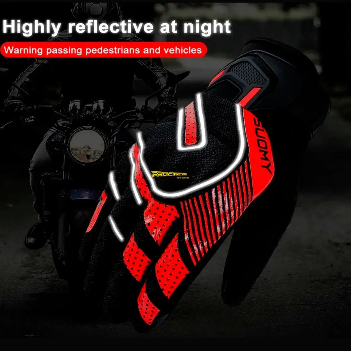Guantes Para  Moto Tactiles Con Protección Reflectivo Suomy