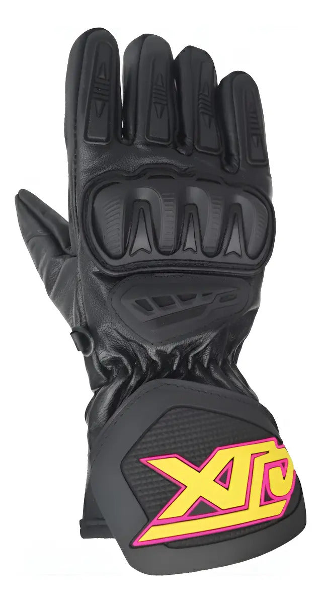 Guantes 100% Cuero Para Moto Caña Larga Con Limpiavisor