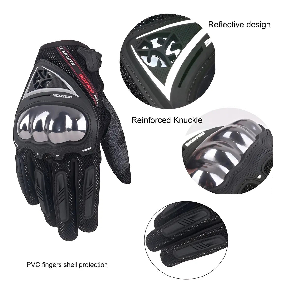 Guantes Para Moto Proteccion Metalizada Scoyco Mc44 Tactiles