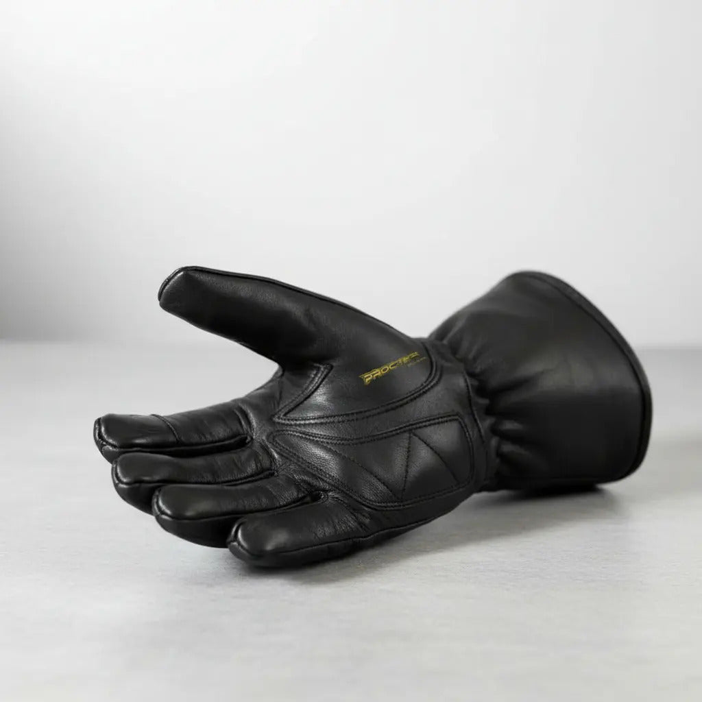 Guantes 100% Cuero Caña Larga Térmico Impermeable Cafe Racer