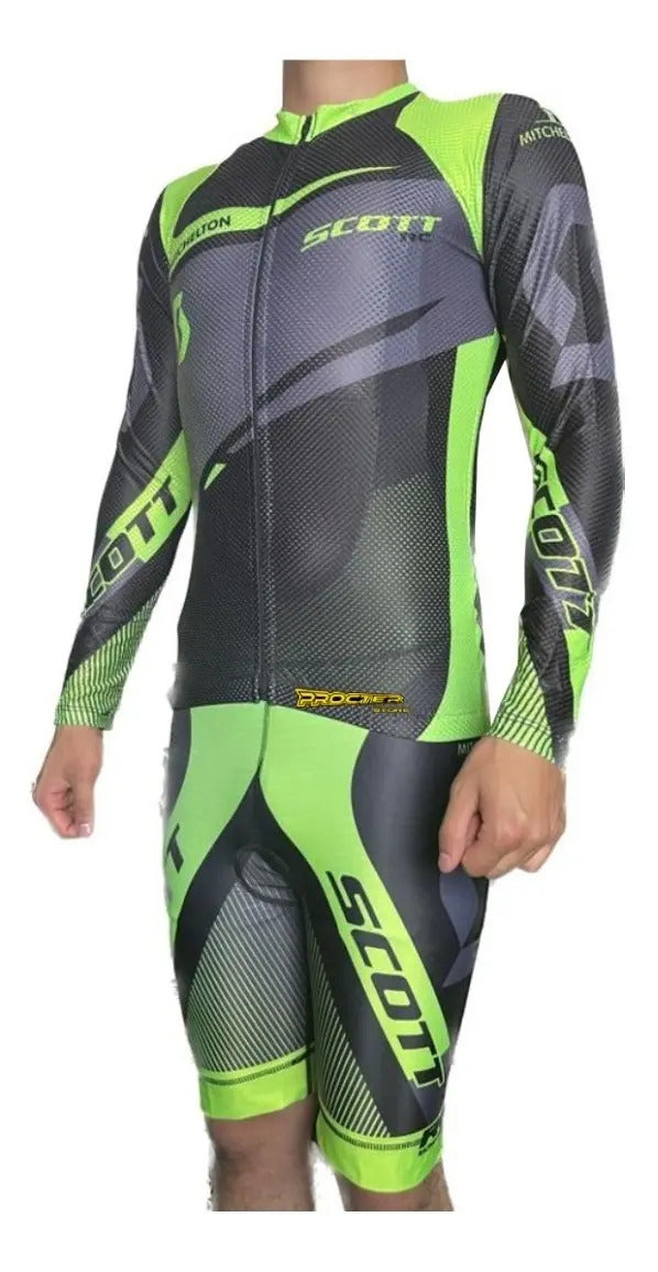 Uniforme De Ciclismo Conjunto Tirantes Badana Manga Larga