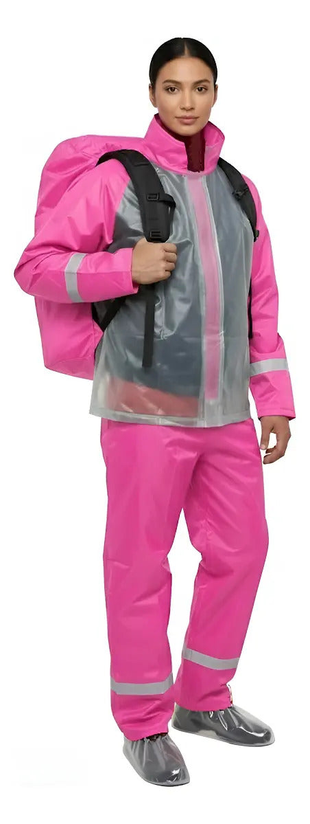 Combo Traje Impermeable 4 Piezas Dama + Protector De Maleta