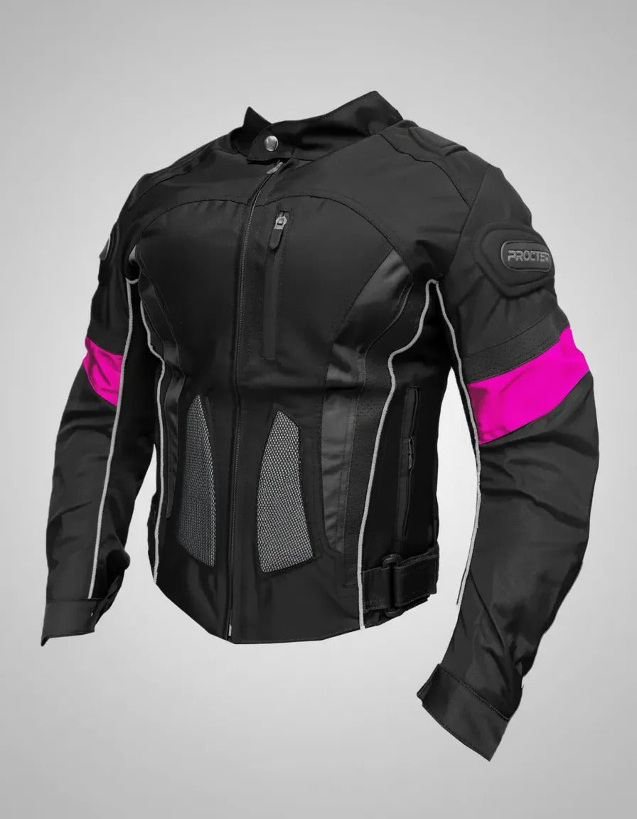 Chaqueta Con Protecciones Y Reflectiva Lona Mujer Moto Dama